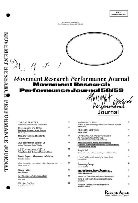 Movement Research Performance Journal #58/59